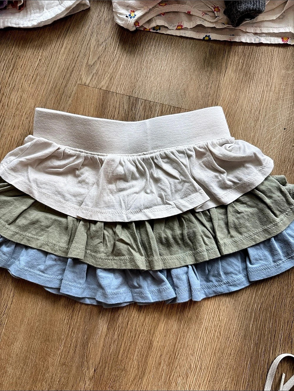 Sol Angeles Girls Tiered Ruffle Skirt White & Blue 2T